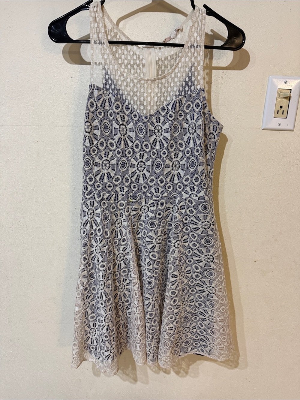 Altar'd State White and Navy Lace Mini Dress